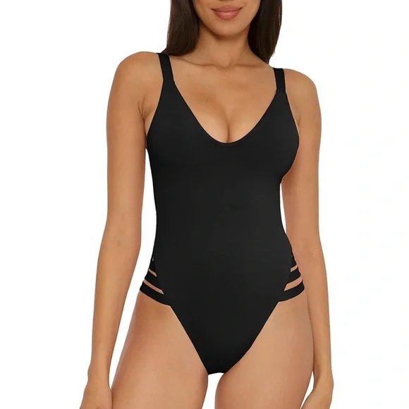 BECCA Prism High Leg One Piece Swimsuit-Scoop Neck, Open Back Design - Picture 2 of 9